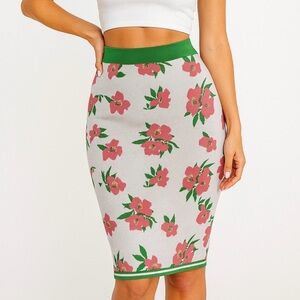 NWT Anthropologie Eva Franco Tropical Floral Knit Pencil Skirt Size Medium